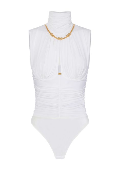 Lightweight crêpe jersey bodysuit with jewelled detail ELISABETTA FRANCHI | bodysuit | BO01661E2360
